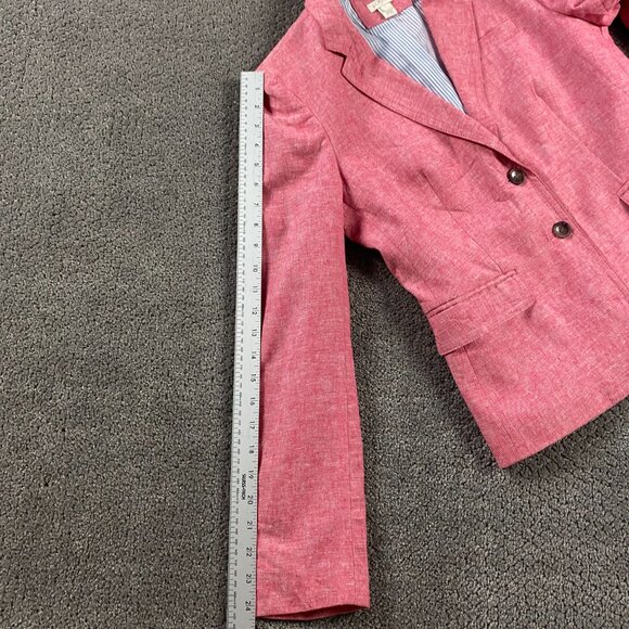J.CREW Linen Cotton Blend Blazer Women's Size 6 Salmon Red Pink - Picture 12 of 15